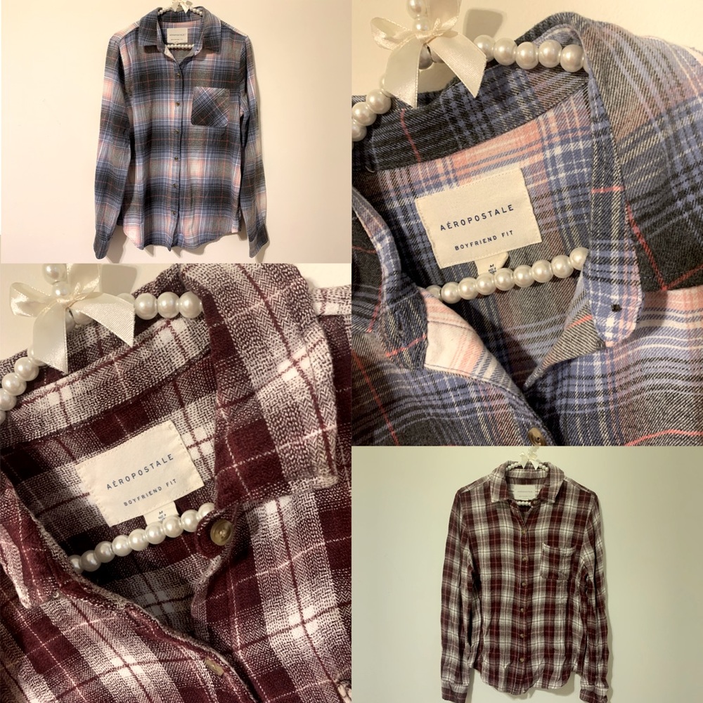 3 for $15– Set of 2 Aero Plaid Shirts, Medium